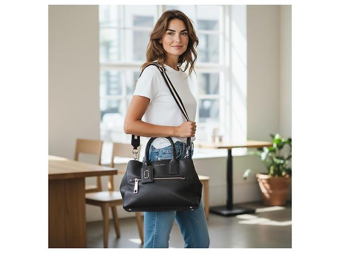MARC JACOBS Borsa Tote Crossbody Small Gotham in pelle martellata nera M0008898 Nero - vista 2