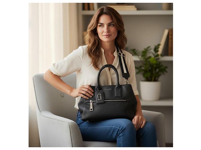 MARC JACOBS Borsa Tote Crossbody Small Gotham in pelle martellata nera M0008898 Nero - vista 4