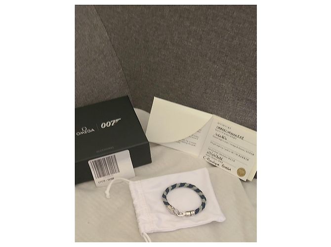 Bracciale Omega 007 in tessuto intrecciato Blu Grigio - vista 2
