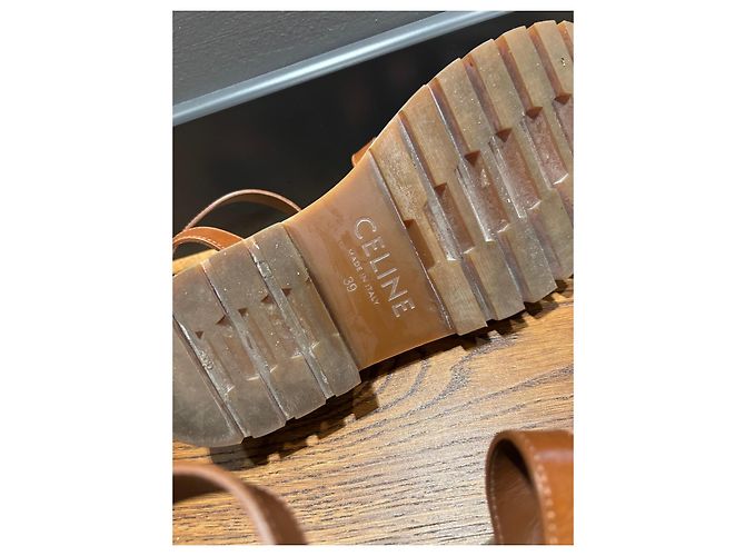 Céline Celine Sandali Gladiator Triomphe Pelle Marrone - vista 4