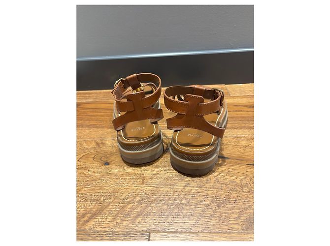 Céline Celine Sandali Gladiator Triomphe Pelle Marrone - vista 6