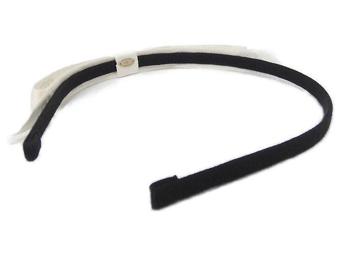 Timeless Cerchietto Alice in seta Chanel AAB760 Nero Bianco - vista 2
