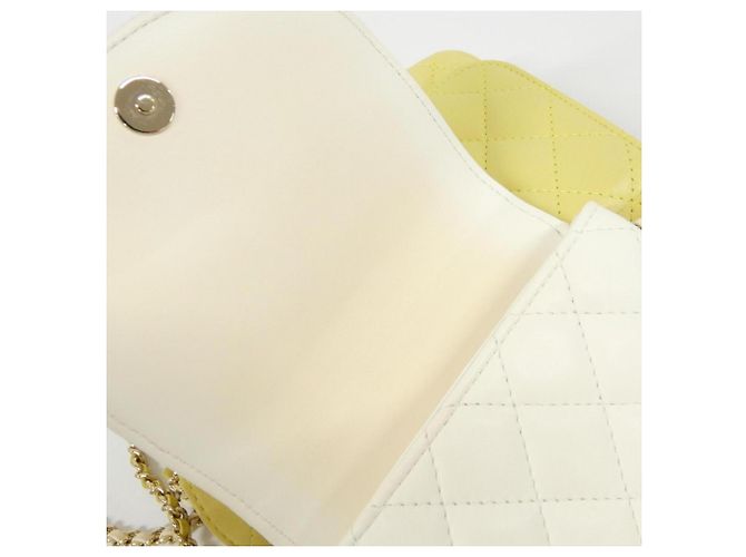 Borsa a Spalla Chanel AS0649 Bianco Giallo - vista 10
