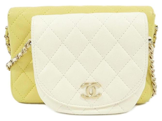 Borsa a Spalla Chanel AS0649 Bianco Giallo - vista 2