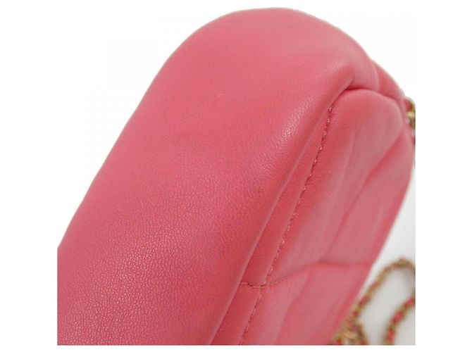 Borsa a tracolla Chanel AS2201 in agnello rosa - vista 5
