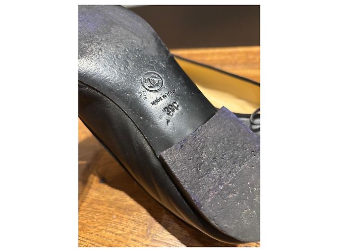 Chanel Bailarinas de punta reforzada en cuero negro - vista 3