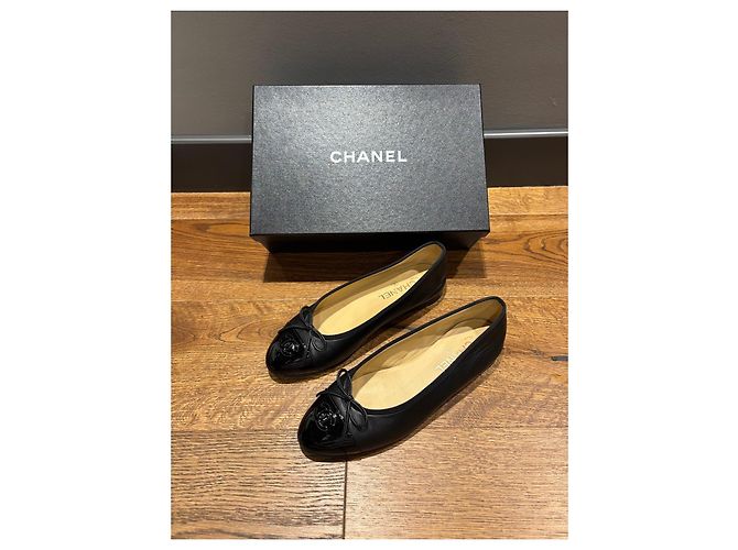 Chanel Bailarinas de punta reforzada en cuero negro - vista 8