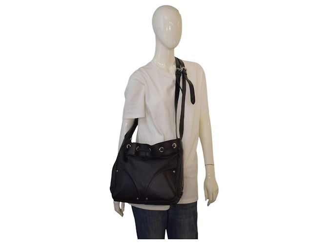 Mulberry Mitzy Borsa Hobo Pelle Martellata Nera Nero - vista 17
