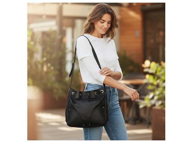 Mulberry Mitzy Borsa Hobo Pelle Martellata Nera Nero - vista 2