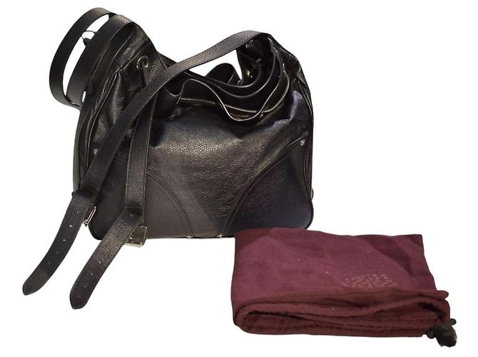 Mulberry Mitzy Borsa Hobo Pelle Martellata Nera Nero - vista 3
