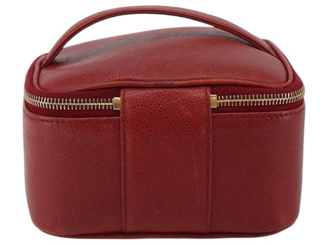 Chanel Vintage Timeless Cosmetic Case Caviar Small Rosso - vista 2