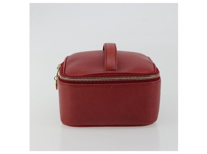 Chanel Vintage Timeless Cosmetic Case Caviar Small Rosso - vista 3
