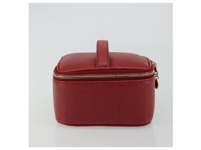 Chanel Vintage Timeless Cosmetic Case Caviar Small Rosso - vista 4