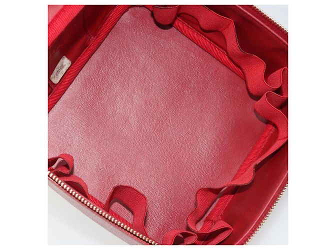 Chanel Vintage Timeless Cosmetic Case Caviar Small Rosso - vista 5