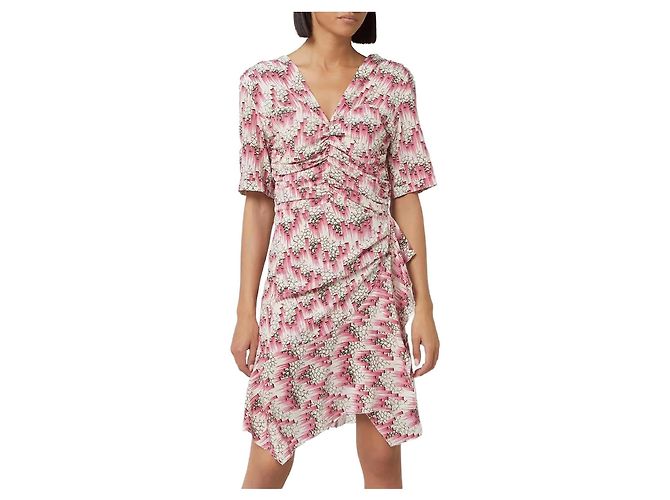 Isabel Marant Abito Arodie Misto Seta Rosa e Bianco - vista 2