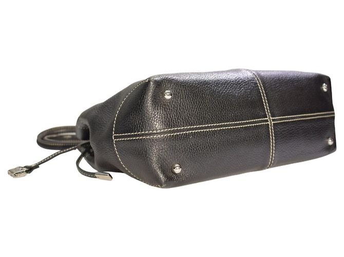 Borsa a tracolla TOD'S in pelle martellata nera con cuciture a contrasto e sacca protettiva Nero - vista 10