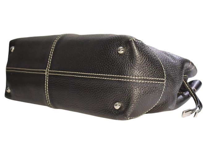 Borsa a tracolla TOD'S in pelle martellata nera con cuciture a contrasto e sacca protettiva Nero - vista 11