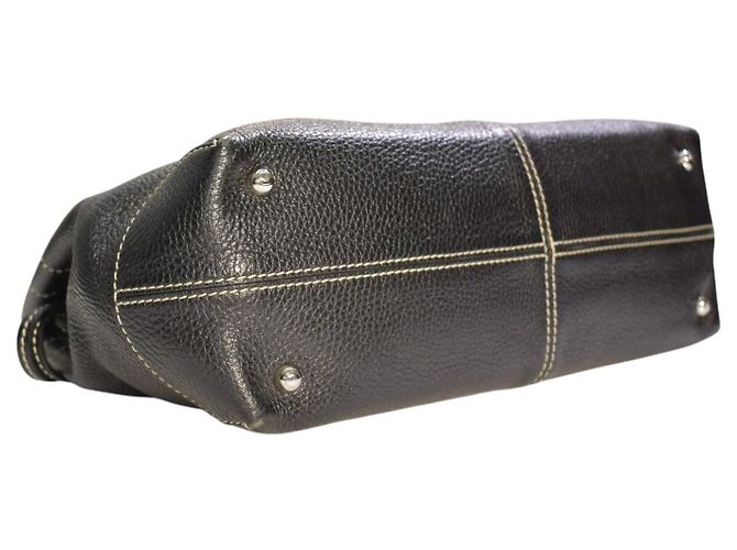 Borsa a tracolla TOD'S in pelle martellata nera con cuciture a contrasto e sacca protettiva Nero - vista 13