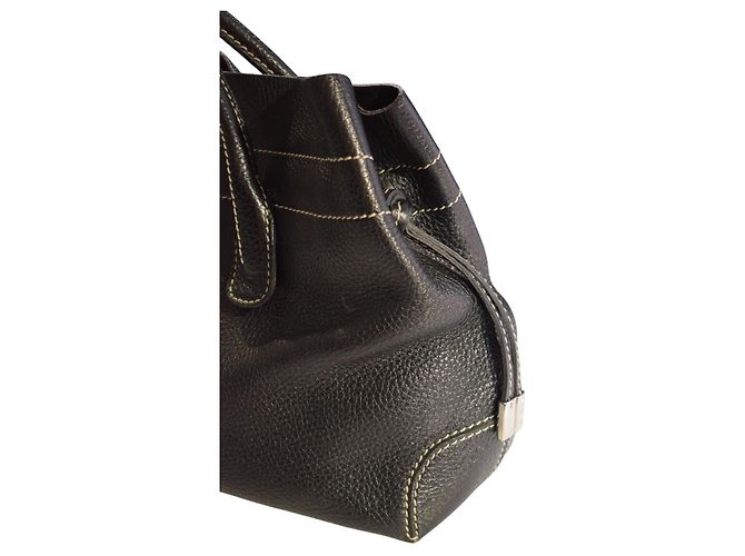 Borsa a tracolla TOD'S in pelle martellata nera con cuciture a contrasto e sacca protettiva Nero - vista 15