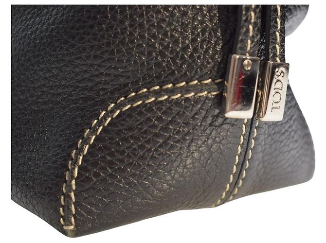 Borsa a tracolla TOD'S in pelle martellata nera con cuciture a contrasto e sacca protettiva Nero - vista 16