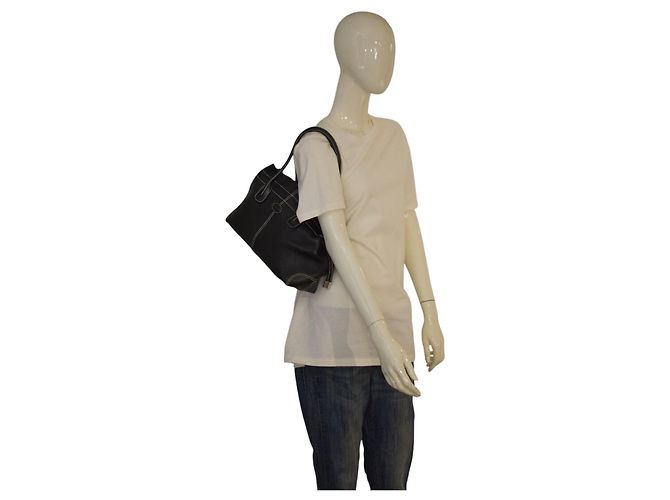 Borsa a tracolla TOD'S in pelle martellata nera con cuciture a contrasto e sacca protettiva Nero - vista 20