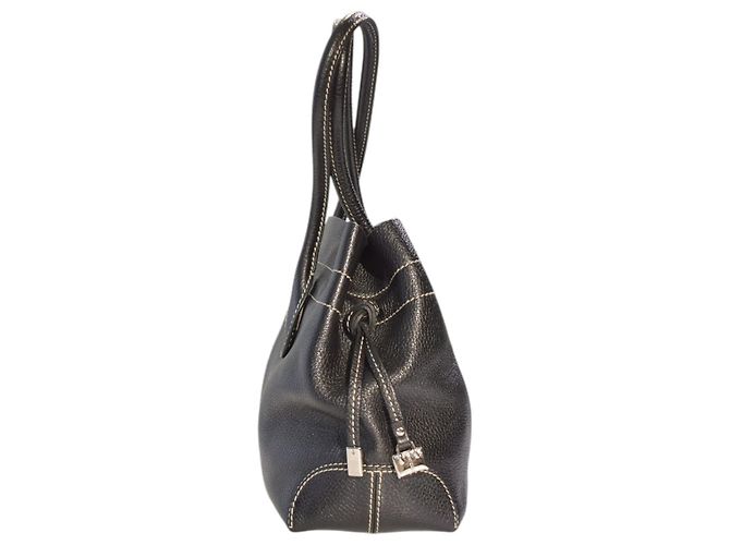Borsa a tracolla TOD'S in pelle martellata nera con cuciture a contrasto e sacca protettiva Nero - vista 6