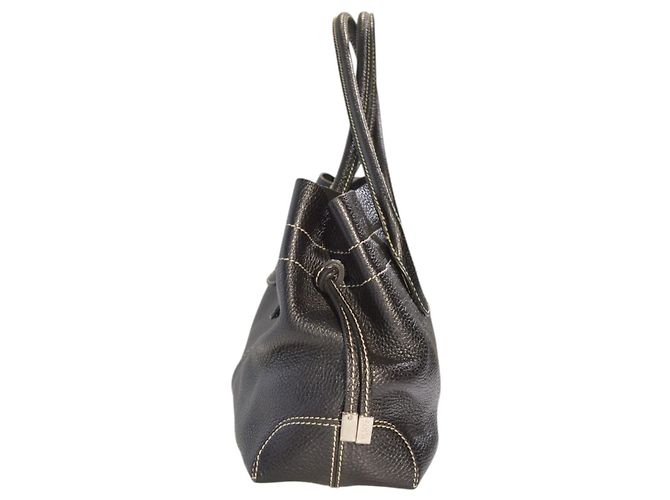 Borsa a tracolla TOD'S in pelle martellata nera con cuciture a contrasto e sacca protettiva Nero - vista 7