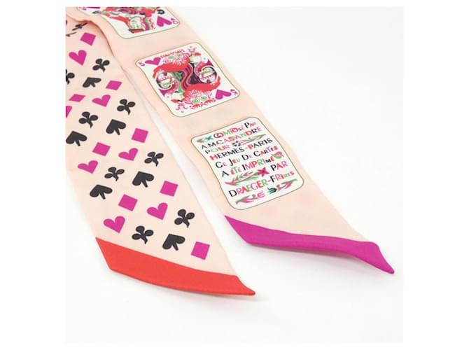 Hermès Sciarpa Twilly Hermes JEU DE CARTES Rosa Fuschia - vista 2