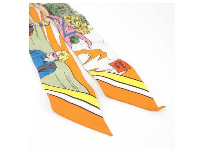 Hermès Hermes WOW Twilly 063463S Sciarpa Foulard Arancione - vista 2