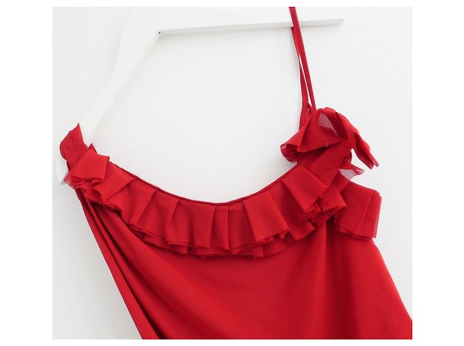 Dries Van Noten Ciska Camicetta a Portafoglio in Chiffon di Seta Rosso - Ansicht 3