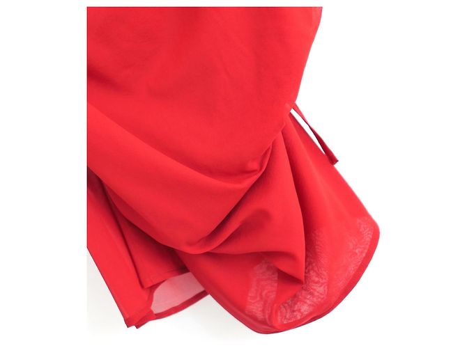 Dries Van Noten Ciska Camicetta a Portafoglio in Chiffon di Seta Rosso - Ansicht 4