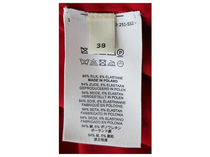 Dries Van Noten Ciska Camicetta a Portafoglio in Chiffon di Seta Rosso - Ansicht 7