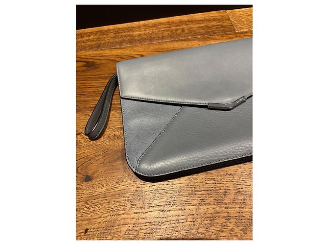 Fendi Clutch a Busta in Pelle Grigia Grigio - vista 9