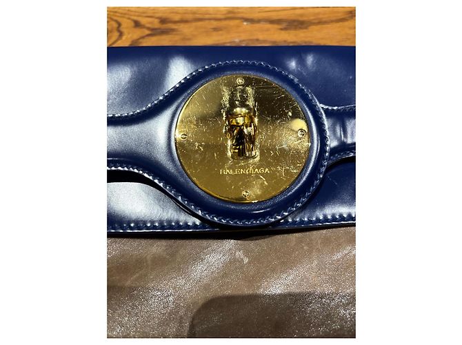 Balenciaga Clutch in Pelle Marrone Blu - vista 10