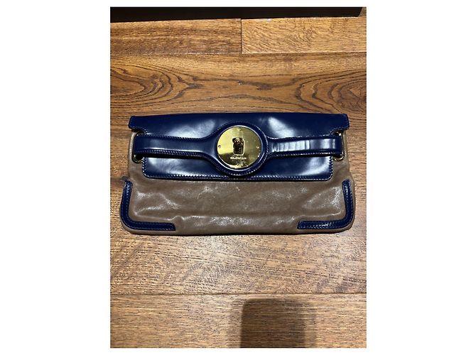 Balenciaga Clutch in Pelle Marrone Blu - vista 2