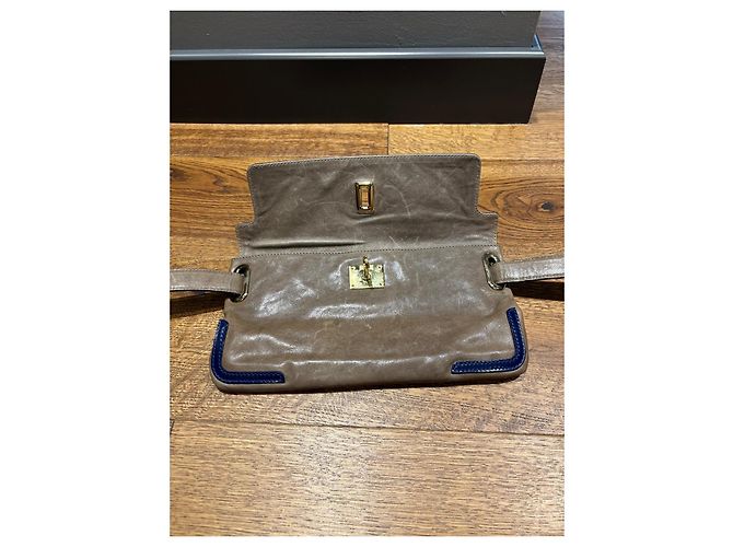 Balenciaga Clutch in Pelle Marrone Blu - vista 3