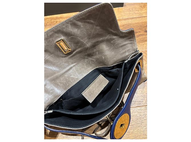Balenciaga Clutch in Pelle Marrone Blu - vista 7
