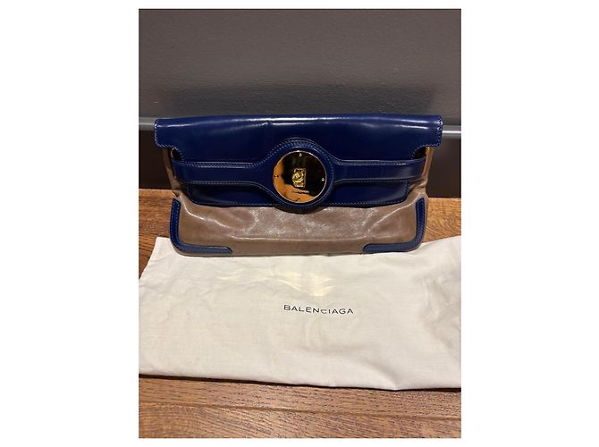 Balenciaga Clutch in Pelle Marrone Blu - vista 8