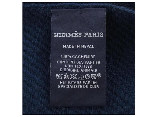 Hermès Stola in cashmere Hermes blu navy - vista 3