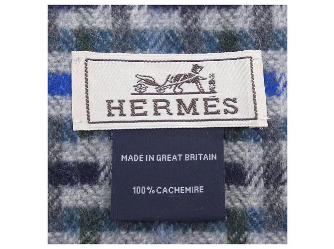 Hermès Stola in cashmere Hermes Marrone Blu Verde - vista 3