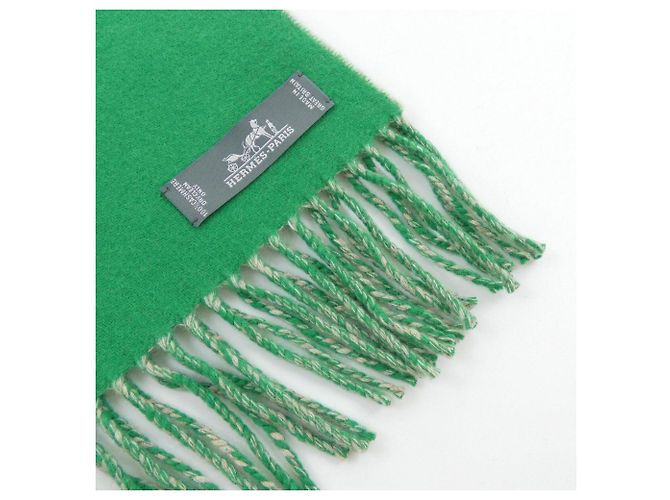 Hermès Stola in cashmere Hermes beige e verde - vista 2