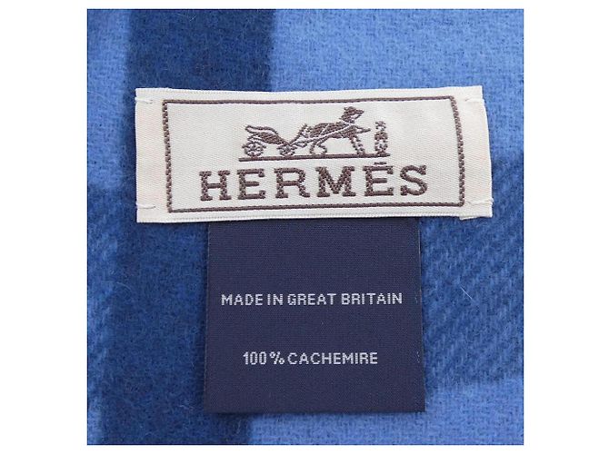 Hermès Stola in cashmere blu Hermes - vista 3