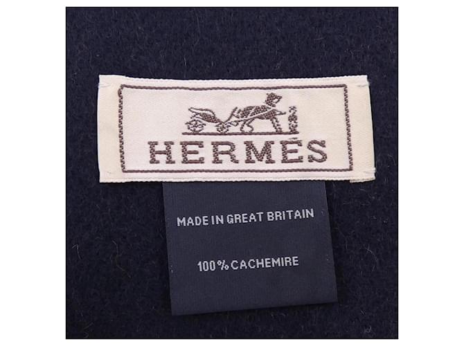 Hermès Sciarpa Hermes RECTO VERSO H393800T Marrone Blu navy - vista 3