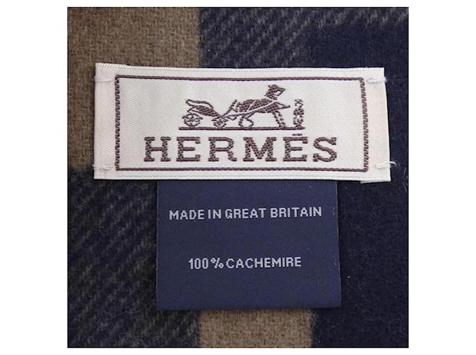Hermès Sciarpa Hermes H Passant 393870T Marrone Blu navy - vista 3