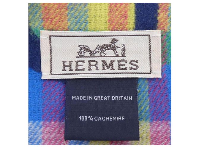 Hermès Stola in cashmere Hermes Tartan Maillon Rosa Blu navy - vista 3