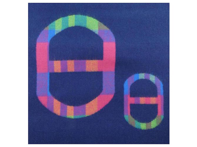 Hermès Stola in cashmere Hermes Tartan Maillon Rosa Blu navy - vista 4