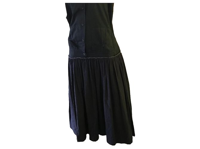 Autre Marque Marc Le Bihan Vestido sin mangas de algodón y lino negro - vista 8