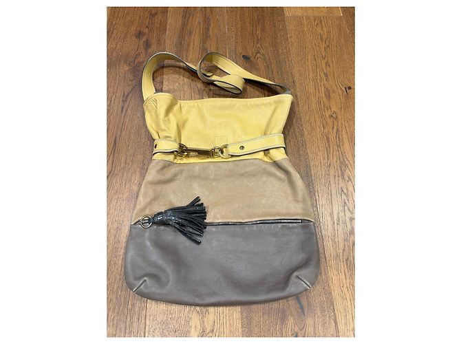 Borsa a tracolla in pelle colorblock Chloé Grigio Giallo Marrone chiaro - vista 2