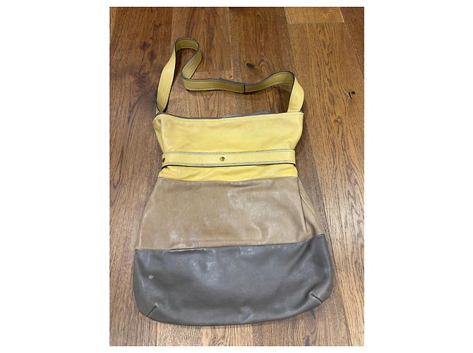Borsa a tracolla in pelle colorblock Chloé Grigio Giallo Marrone chiaro - vista 3