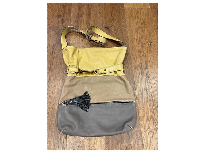 Borsa a tracolla in pelle colorblock Chloé Grigio Giallo Marrone chiaro - vista 9